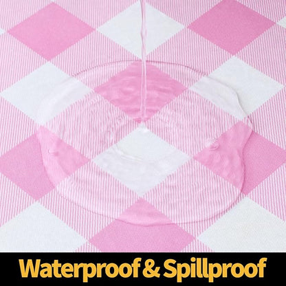 Smiry Rectangle Picnic Table Cloth, Elastic Waterproof Fitted Vinyl Tablecloths - Image 3