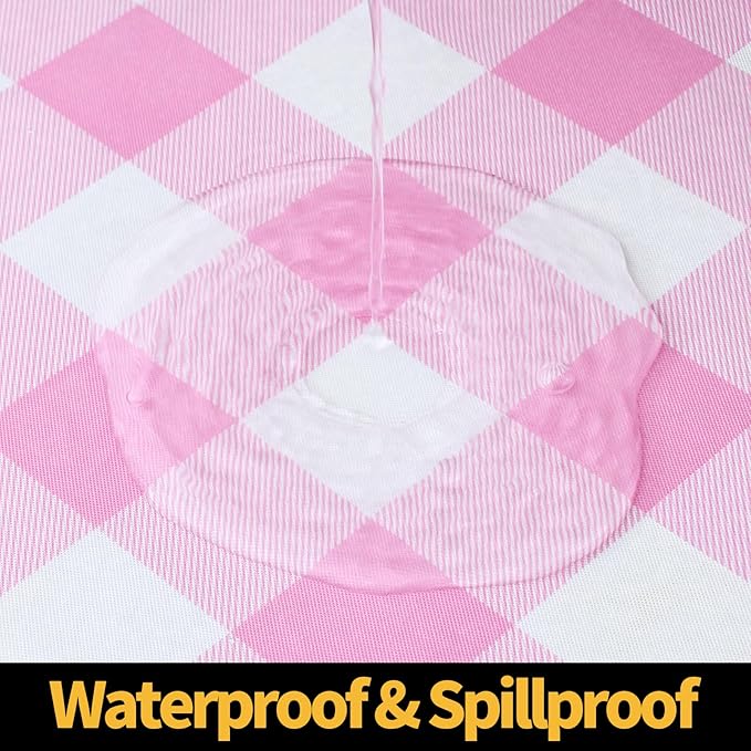 Smiry Rectangle Picnic Table Cloth, Elastic Waterproof Fitted Vinyl Tablecloths - Image 3