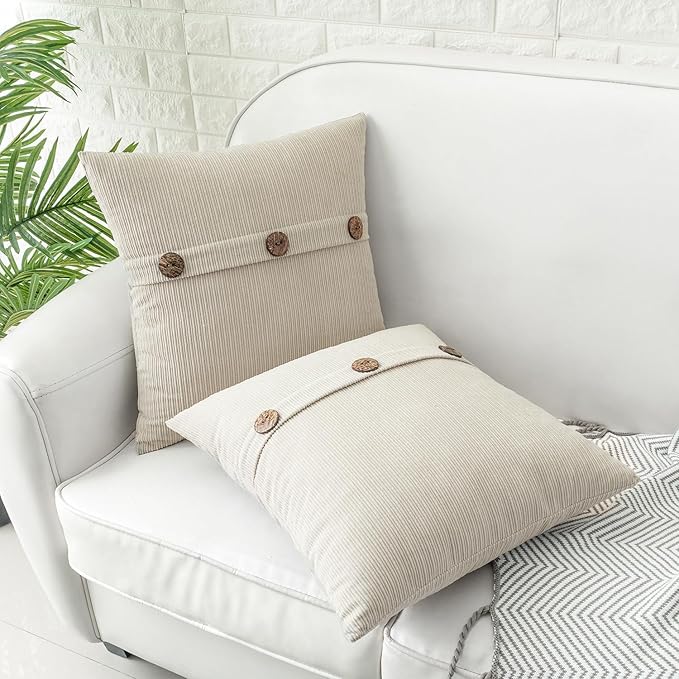 HWY 50 Cream White Chenille Throw Pillow Covers 20x20 Inch - Image 3