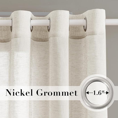 H.VERSAILTEX Linen Curtains Nickel Grommet Natural Linen Semi-Sheer Curtains 2 - Image 2