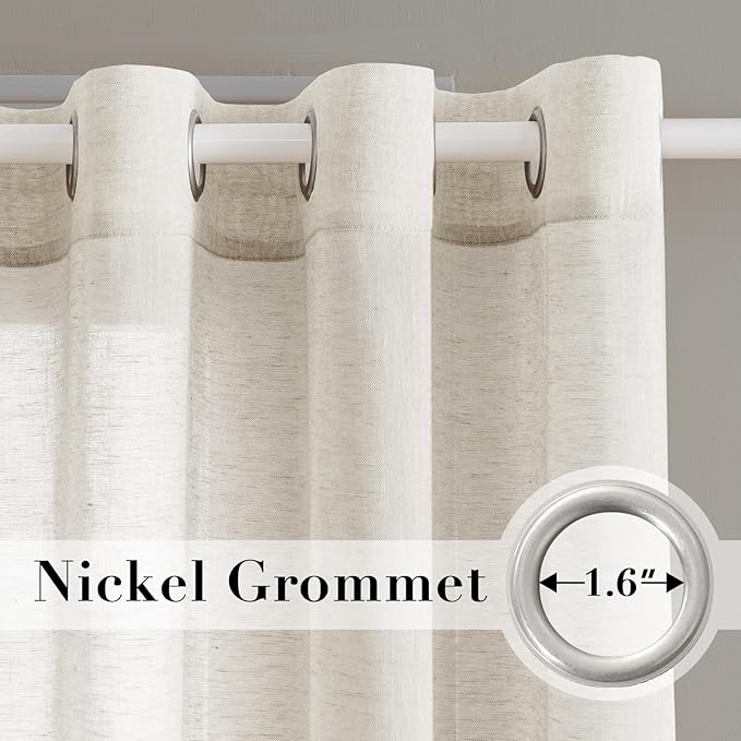 H.VERSAILTEX Linen Curtains Nickel Grommet Natural Linen Semi-Sheer Curtains 2 - Image 2