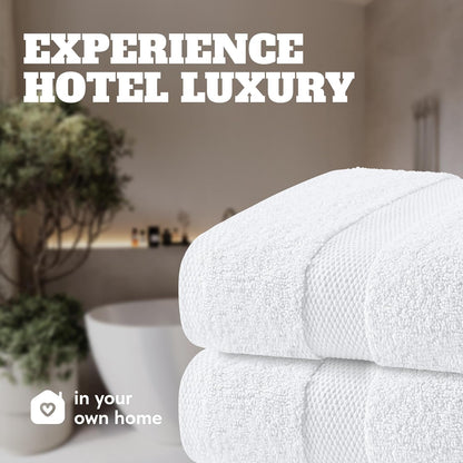 wealuxe white bath towels set of 4-27x54, 100% on a desk or shelf