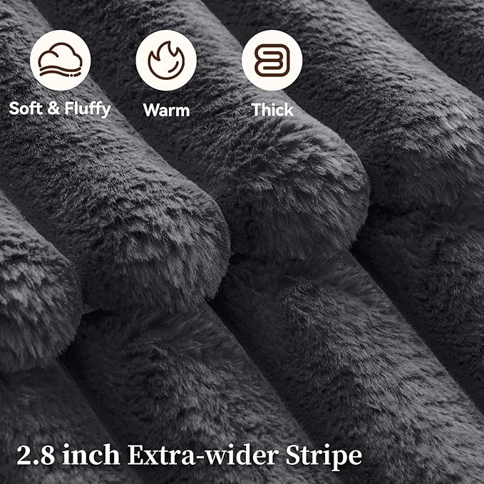Fluffy Faux Fur Throw Blanket, Thick 1000GSM Soft Cozy Throw Blankets - Image 3