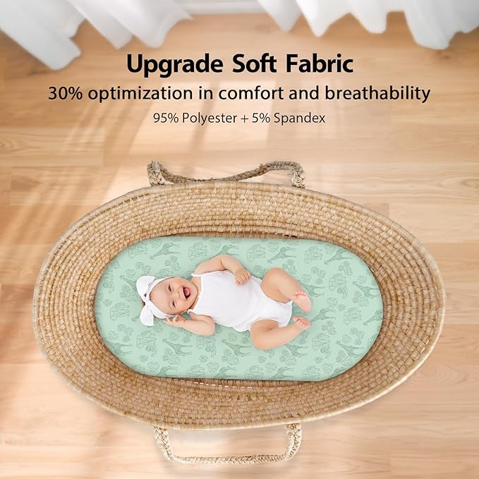 Baby Bassinet Sheets Girl Boy, Fitted Bassinet Sheet Set 3 Pack Bassinet - Image 3