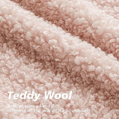 Foindtower Set of 2 Curly Teddy Wool Pillow Covers Decorative Boucle Textured - Image 2