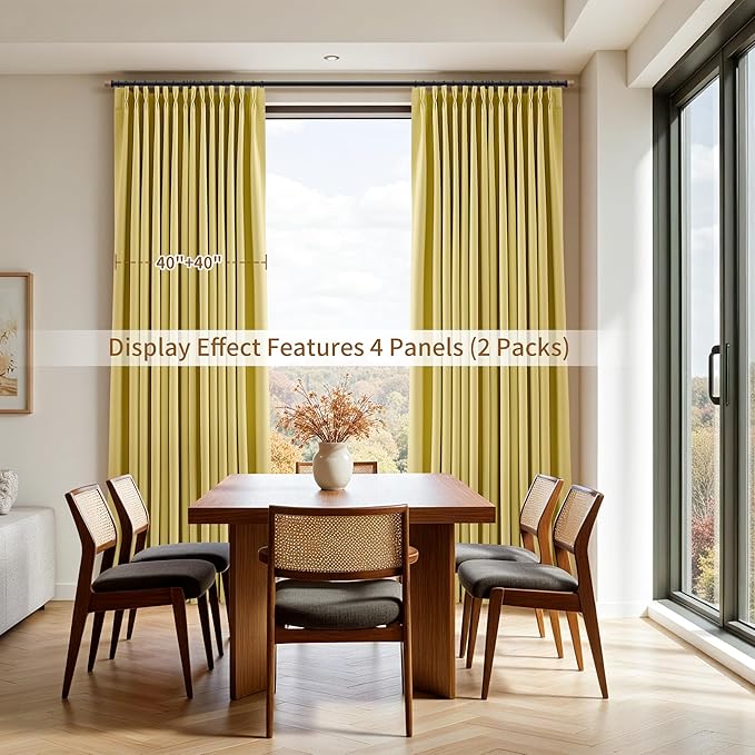 Joywell Pinch Pleated Linen 100% Blackout Curtains 96 Inches Long 2 Panels - Image 8