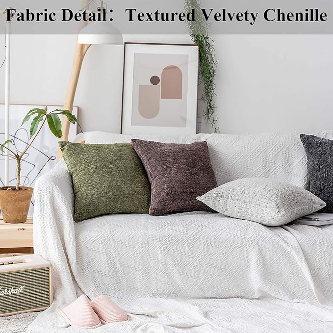 Home Brilliant Decorative Accent Pillow Covers Chenille Throw Pillows - Image 2