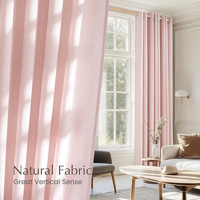 NICETOWN Thick Linen Light Pink Curtains - Image 5