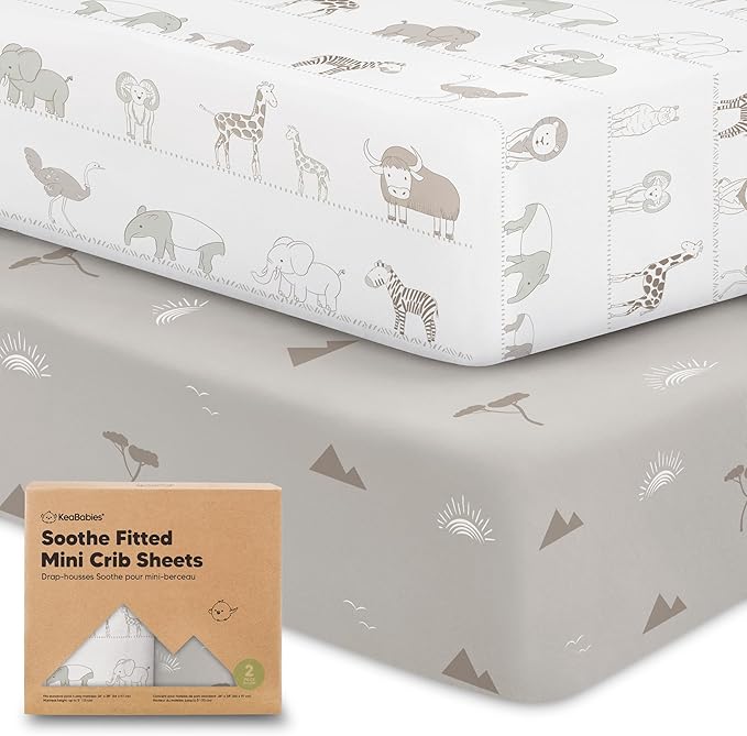 2-Pack Mini Crib Sheets Fitted by KeaBabies