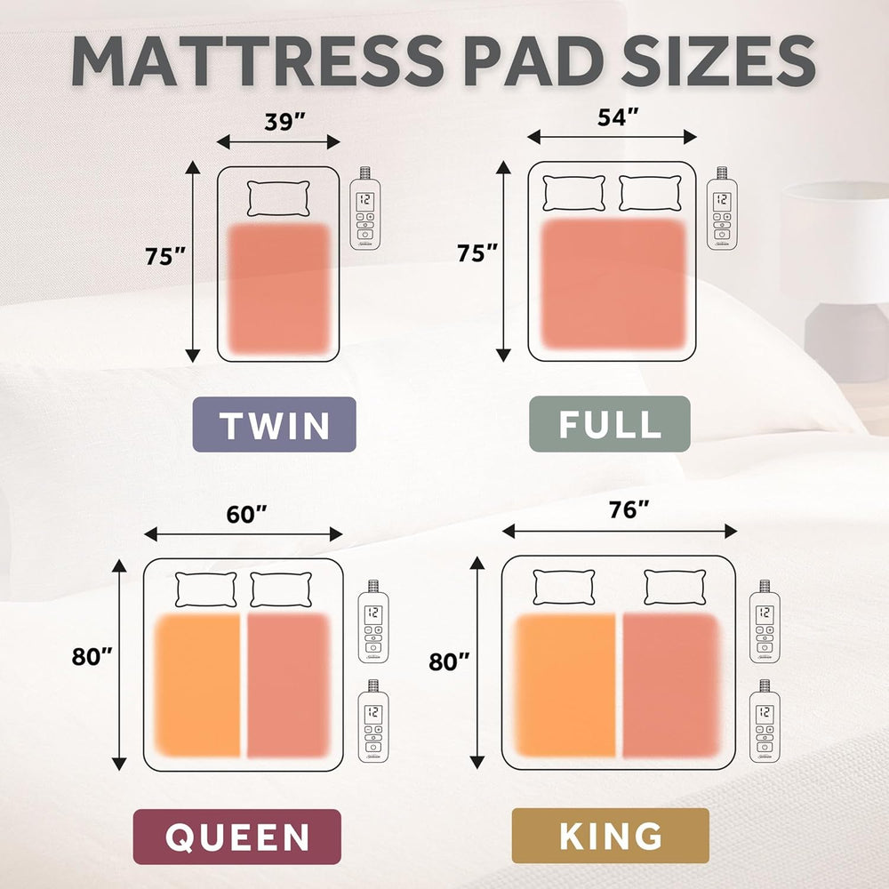 Sunbeam Restful Memory Heated Mattress Pad, Twin 39 x 75 in