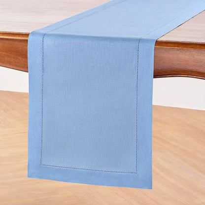 Solino Home Linen Cornflower Blue Table Runner 90 Inches Long - Image 2