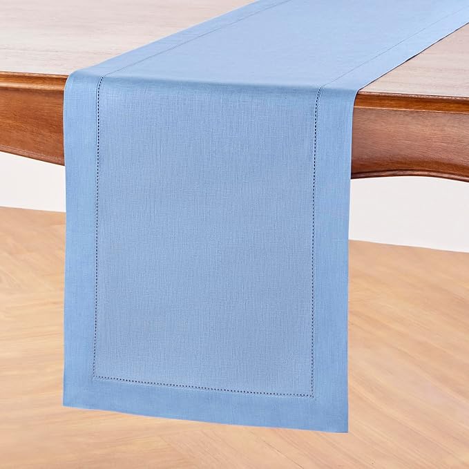 Solino Home Linen Cornflower Blue Table Runner 120 Inches Long - Image 2