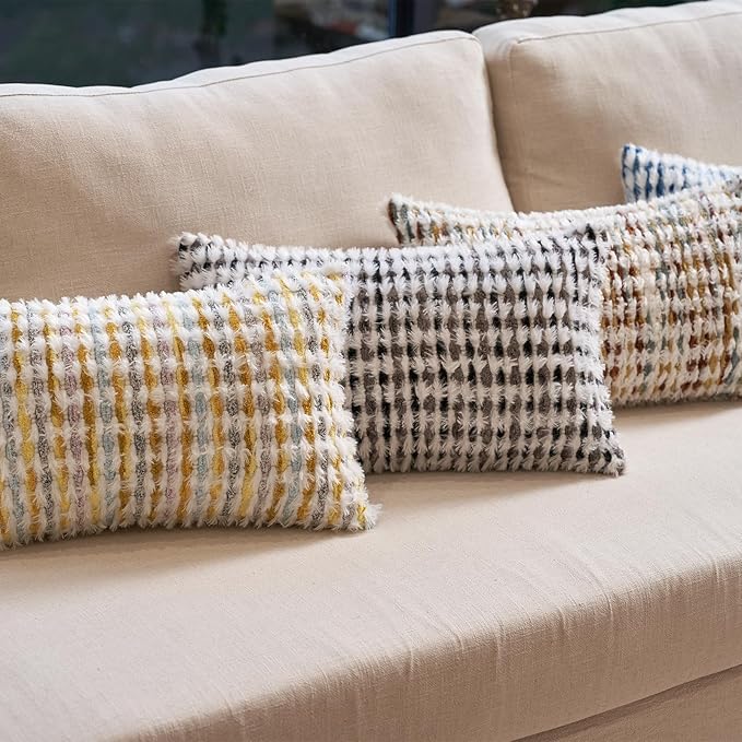 Aeckself Boho Chenille Tufted Pillow Cover 12x20 Inch, Rectangle Decorative - Image 4