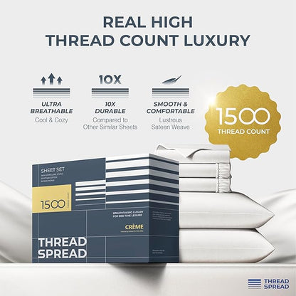 THREAD SPREAD 100% Egyptian Cotton Split King Sheets Sets - Image 2