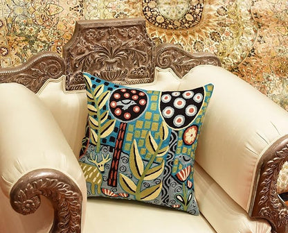 Turquoise Tree of Life Throw Pillow Cover Karla Gerard Plant Pillowcase Deer - Image 2