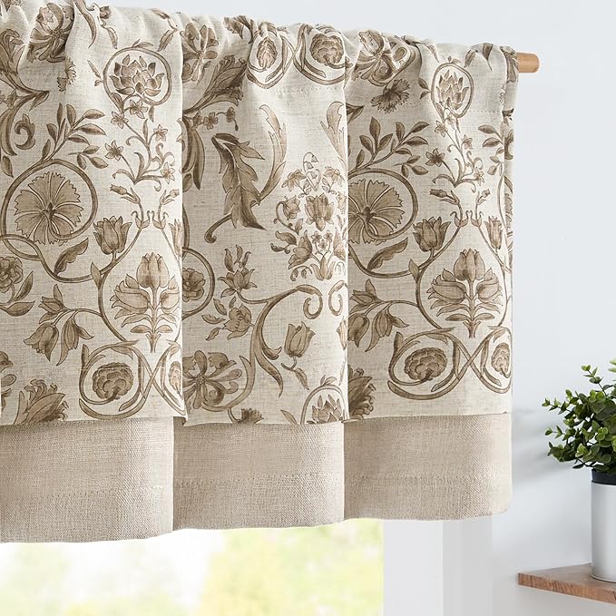 JINCHAN Linen Valance Kitchen Curtain by JINCHAN