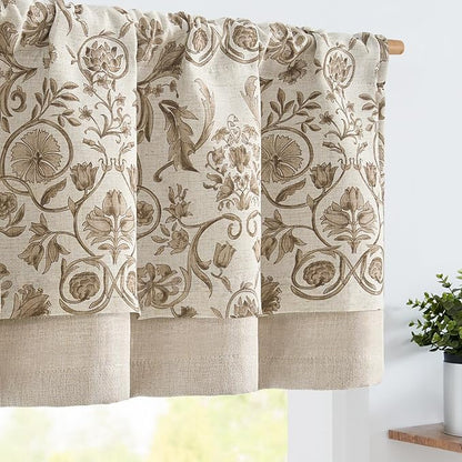 JINCHAN Linen Valance Kitchen Curtain by JINCHAN