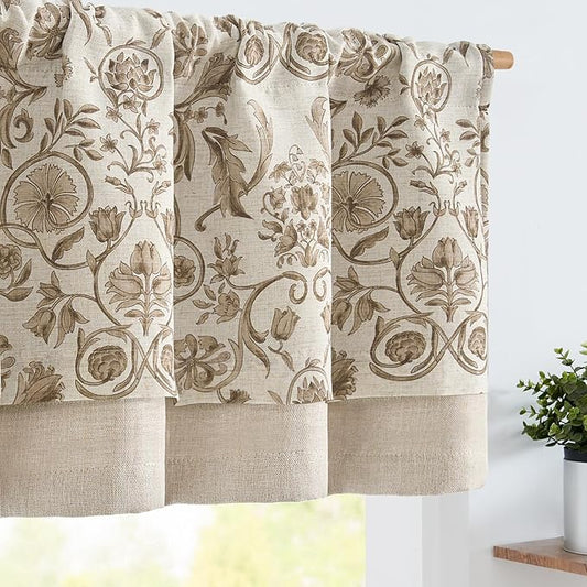 JINCHAN Linen Valance Kitchen Curtain by JINCHAN