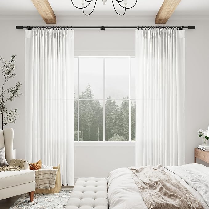 Off White Pinch Pleat Linen Curtains 120 Inches Long - Image 7