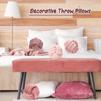 Yerliker 4 Pcs Knot Pillow Ball, 8.7 Inches Soft Home Decorative Round Throw - Image 6