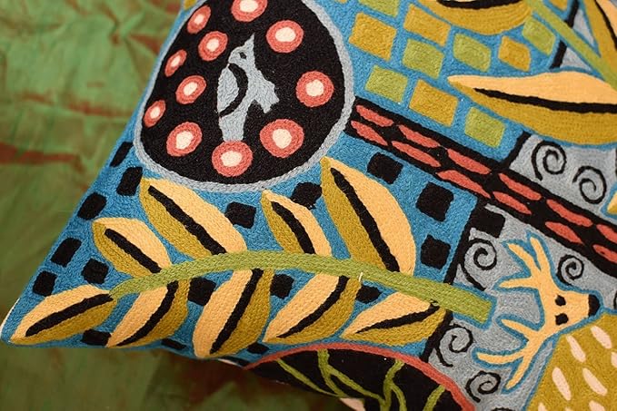 Turquoise Tree of Life Throw Pillow Cover Karla Gerard Plant Pillowcase Deer - Image 4