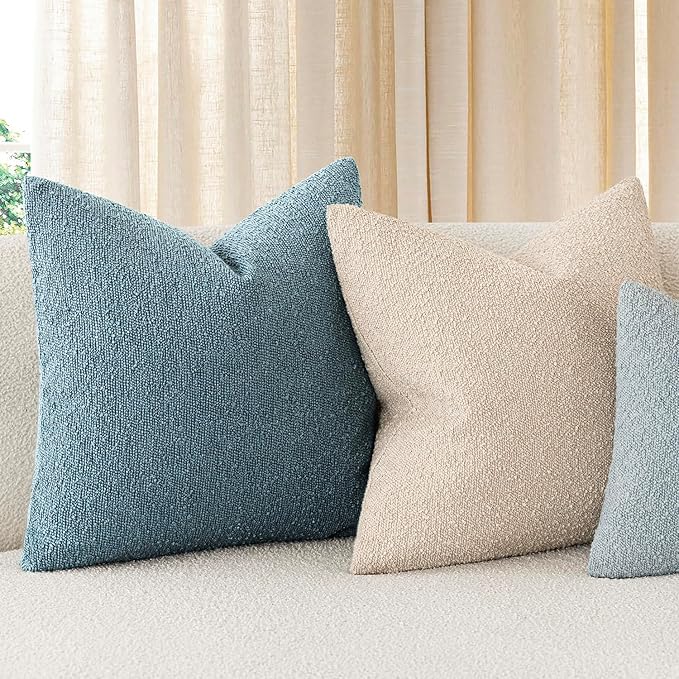 Foindtower Pack of 2 Textured Boucle Throw Pillow Covers Accent Solid - Image 7