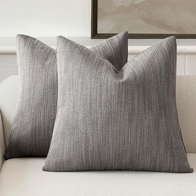 Foindtower Set of 2 Decorative Textured Burlap Linen Throw Pillow Covers by Foindtower