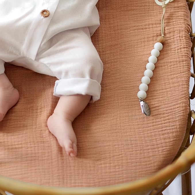 lulumoon Baby Muslin Bassinet Sheets: Cotton Bassinet Sheets Neutral - Image 8
