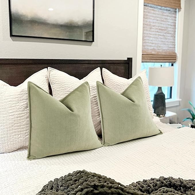 ZWJD Sage Green Pillow Covers 26x26 Set of 2 Chenille Throw Pillow Covers - Image 5