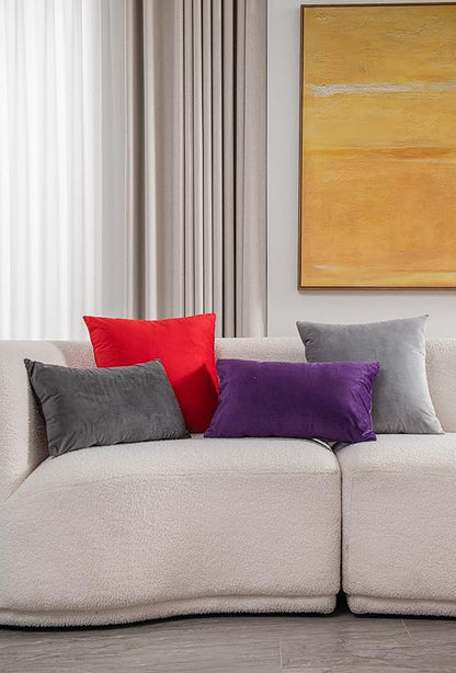 Throw Pillow Covers 12x20 Dark-Grey: 2 Pack Cozy Soft Velvet Rectangular - Image 5