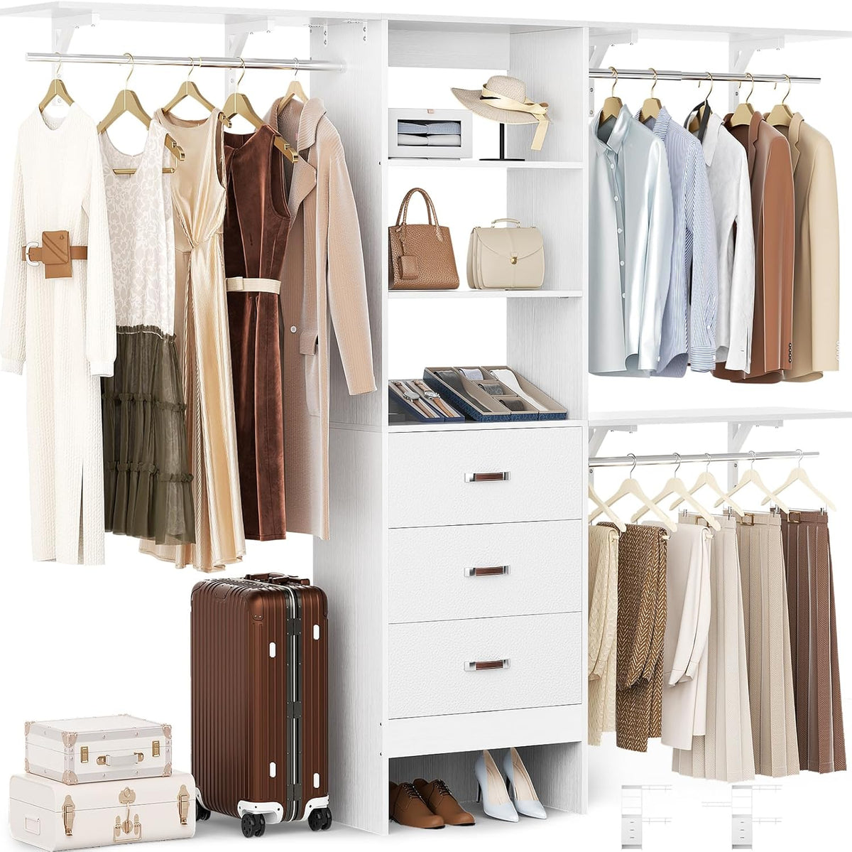 besiost closet system with drawer - 8ft wood, main product view