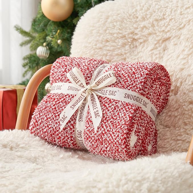 Snuggle Sac Red Throw Blanket for Couch, Super Soft Warm Christmas Red Blankets - Image 5