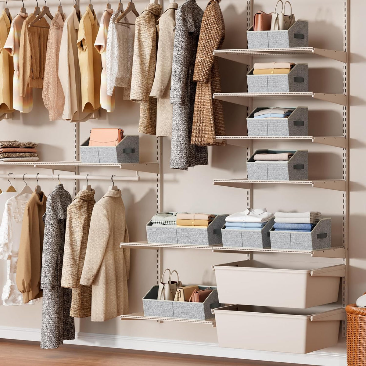 homsorout closet organizers bins 6 packs - large shown in use