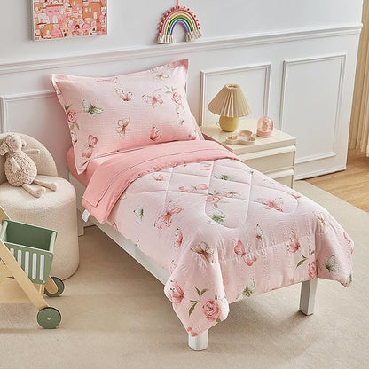 DuShow Pink Butterfly Toddler Bedding Set - Image 3