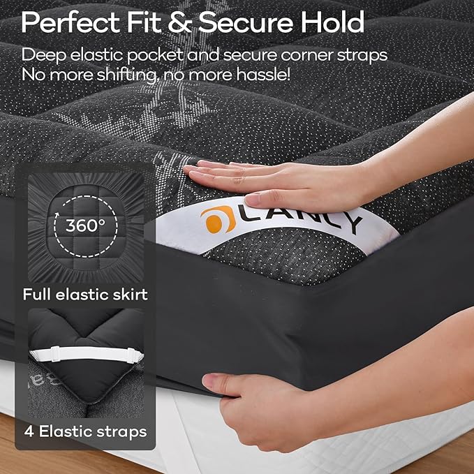 OLANLY Full Mattress Topper – Viscose Made from Bamboo, Cooling Soft Full - Image 4
