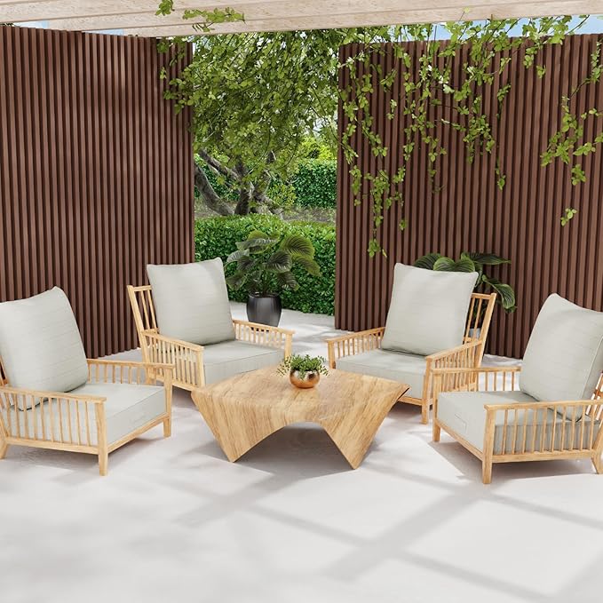 Outdoor Olefin Water-Resistant Deep Seat Cushion Set, Thickened Sofa Chair Pad - Image 6