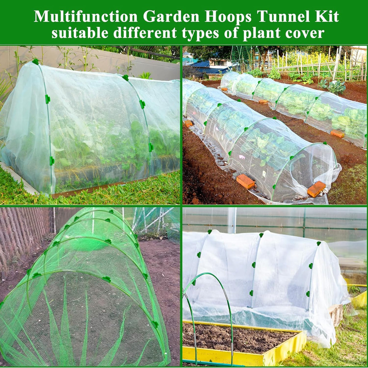 greenhouse hoops grow tunnel wide, 8ft rust-free fiberglass, package contents
