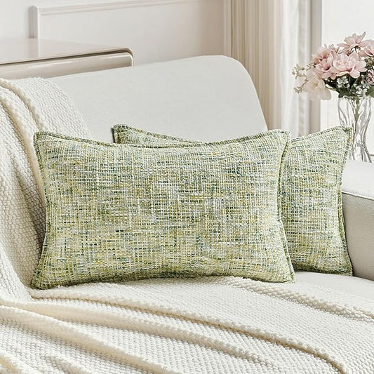 FUTEI Light Green Decorative Throw Pillow Covers 12x20 Inch Set of 2, Soft by FUTEI