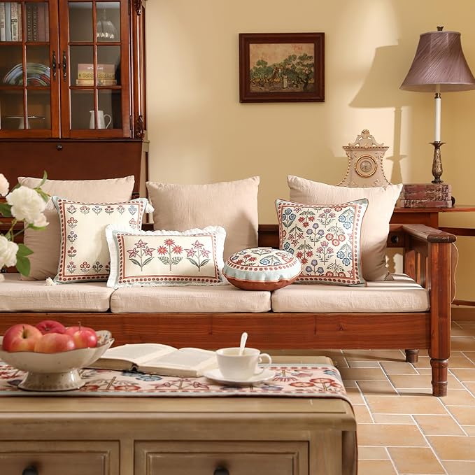 Blue Throw Pillow Covers Set of 2, Cottage Rustic Farmhouse - Image 3