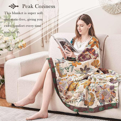 Boho Throw Blanket, 100% Cotton Ultra Soft Luxury Throw Rustic Quilt, All - Image 6