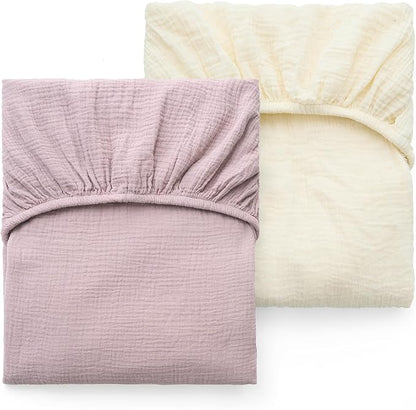 Momcozy Muslin Standard Fitted Crib Sheets, 2 Pack Soft Breathable Natural by Momcozy