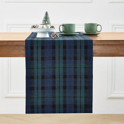Solino Home Linen Plaid Table Runner 48 Inches by SolinoHome