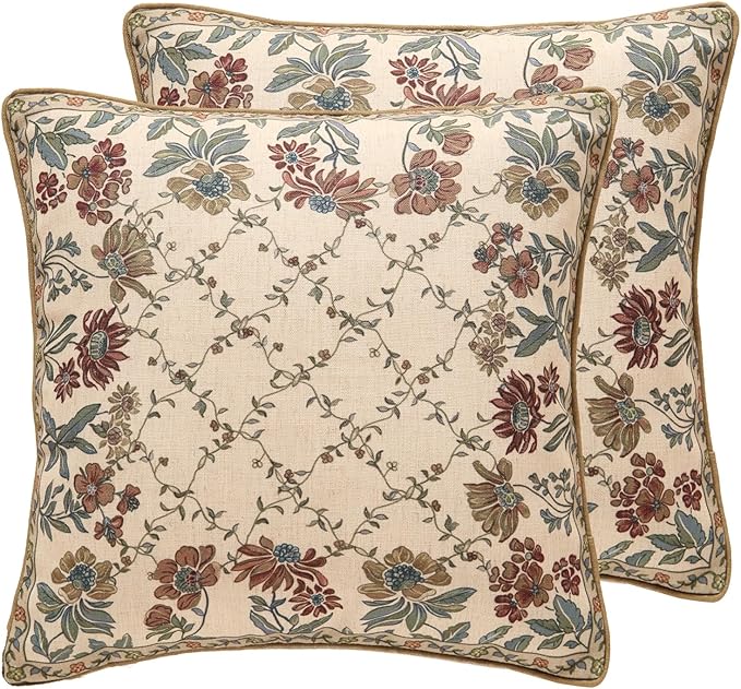 patdrea Designer Throw Pillow Covers Set of 2, Square Euro Retro Style Light by Welcometopatdrea