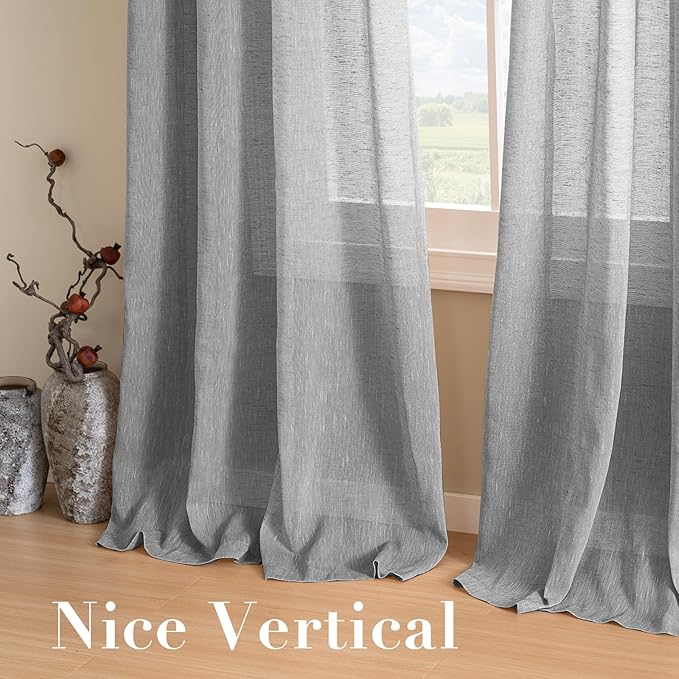 H.VERSAILTEX Linen Curtains Nickel Grommet Natural Linen Semi-Sheer Curtains 2 - Image 7