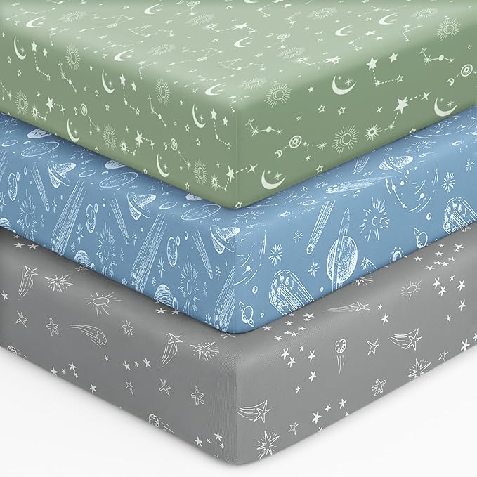 Baby Crib Sheets for Boys Girls, Breathable Soft Microfiber Baby Sheet Green by Unnivoll