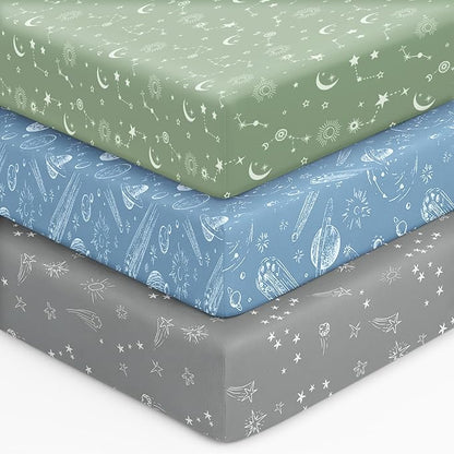 Baby Crib Sheets for Boys Girls, Breathable Soft Microfiber Baby Sheet Green by Unnivoll