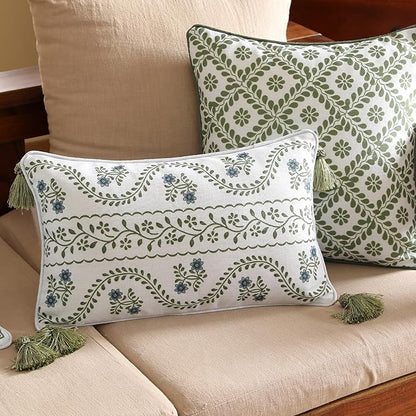 ISAENNE Design Fresh Linen Rectangle Throw Pillow Covers 12"x20", French White - Image 2