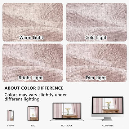 OVZME Blush Pink Valance for Windows, Light Filtering Faux Linen Textured Small - Image 8