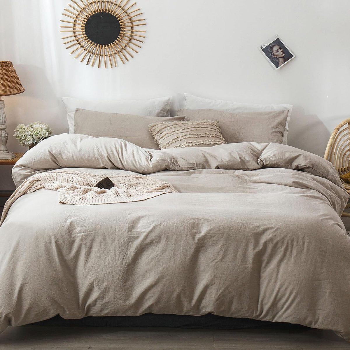 moomee duvet cover set 100% washed cotton linen showing dimensions