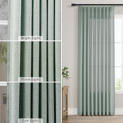 Desert Sage Pinch Pleated Linen Curtains 72 Inch Length 2 Panels - Image 4